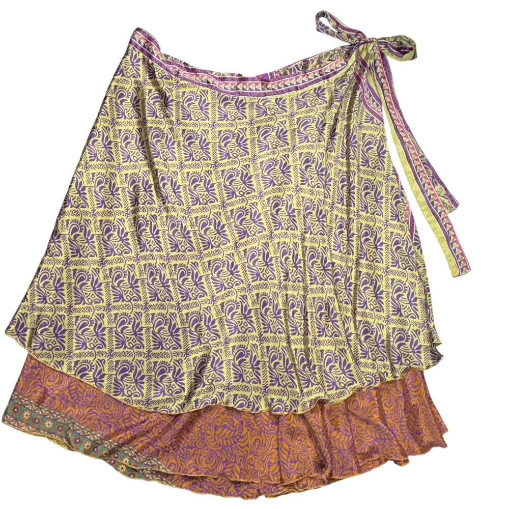 Vintage Kaniza Silk Wrap Skirt Whimsigoth Fairycore Paisley Floral OS